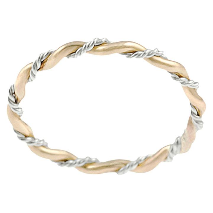 Journee Collection Tressa Collection Sterling Silver And Goldfill Twist Ring - Gold 7, Girl's,