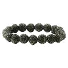 Women's Zirconite 10mm Colored Crystal Fireballs Stretch Bracelet-black, Black