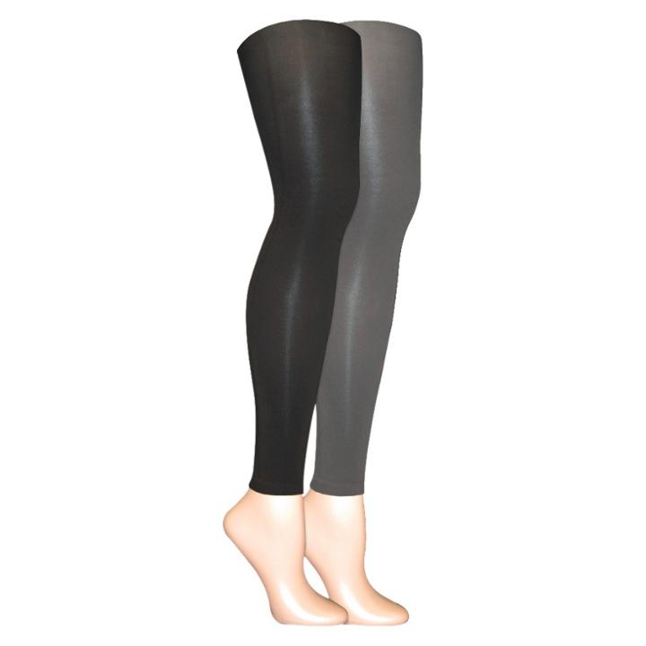 Muk Luks Women's 2-pack Microfiber Footless Tights - Gray