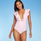 Women's Ruffle Medium Coverage One Piece Swimsuit - Kona Sol Cream Blush