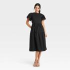 Women's Flutter Short Sleeve A-line Dress - Who What Wear Black