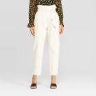 Women's Mid-rise Straight Leg Paperbag Pants Denim - Who What Wear Cream (ivory)