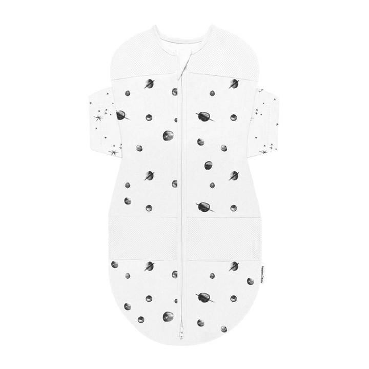 Happiest Baby Snoo Sack Swaddle Wrap - White With Black Planets Stars On Wings -