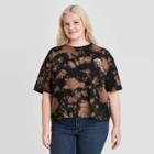Women's Smokey Bear Plus Size Short Sleeve Cropped Graphic T-shirt - Black