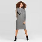 Women's Long Sleeve Mock Turtleneck Sweater Dress - A New Day Charcoal Xs, Women's, Grey
