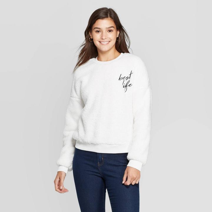 Zoe+liv Women's Best Life Graphic Sweatshirt (juniors') - White