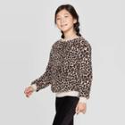 Girls' Long Sleeve Fuzzy Sweatshirt - Art Class Brown L, Girl's, Size:
