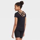Petitegirls' Short Sleeve Criss Cross Back T-shirt - All In Motion Black
