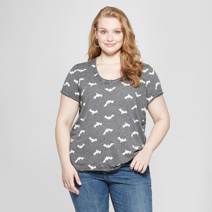 Women's Plus Size Bat Print Sweatshirt - Grayson Threads (juniors') Charcoal