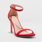 Women's Gillie Stiletto Heeled Microsuede Pump Sandals - A New Day Red
