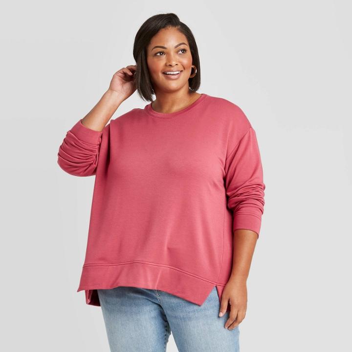 Women's Plus Size Sweatshirt - Ava & Viv Rose X, Pink