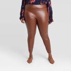 Women's Plus Size High-waisted Faux Leather Leggings - A New Day Brown