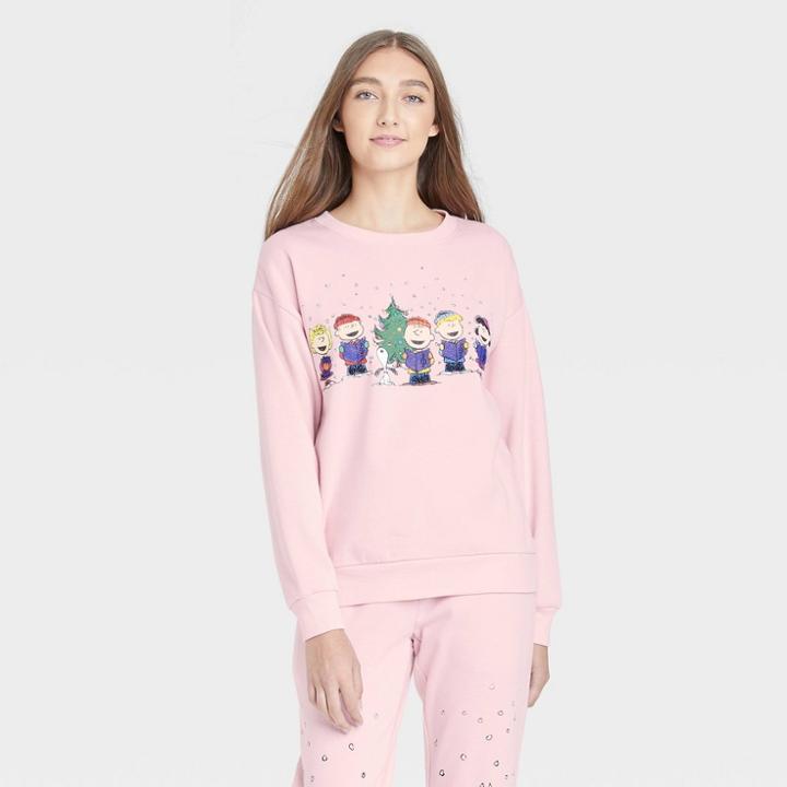 Women's Peanuts Holiday Graphic Sweatshirt - Pink