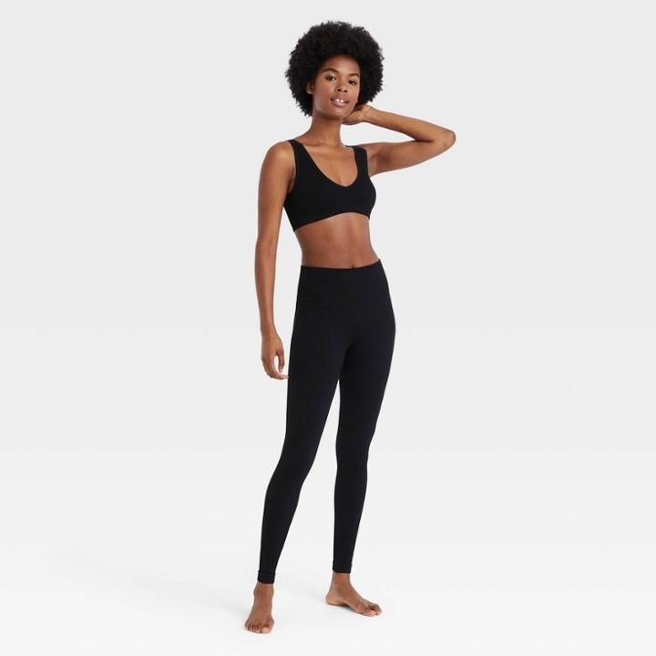 Women's Seamless Ribbed Leggings - Colsie Black