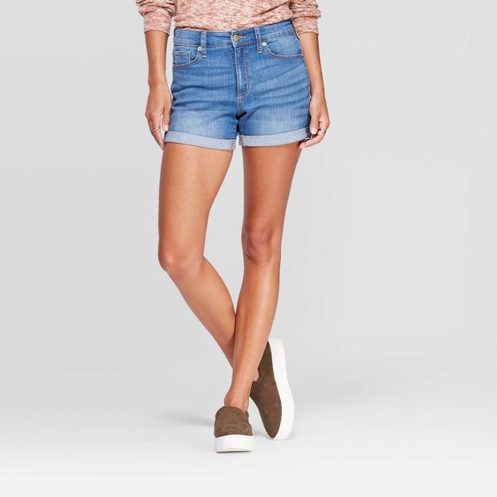 Women's High-rise Midi Jean Shorts - Universal Thread Light Wash 4, Women's, Blue