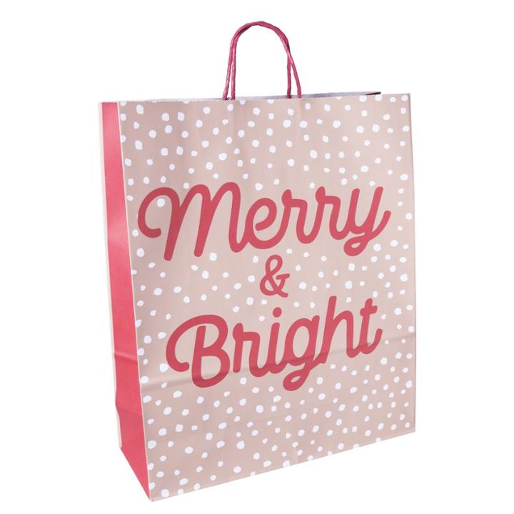 Jumbo Merry And Bright Christmas Gift Bag Brown - Wondershop