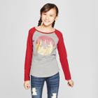 Target Girls' Musical.ly Long Sleeve Raglan T-shirt - Gray/maroon