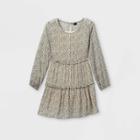 Girls' Long Sleeve Woven Tiered Dress - Art Class White