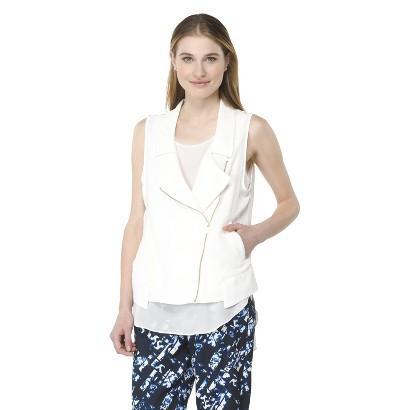 Mossimo Black Mossimo Women's Moto Vest - White