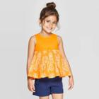 Toddler Girls' Knit Woven Blouse - Cat & Jack Orange