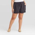 Women's Plus Size Mid-rise Tie-front Utility Shorts - Universal Thread Gray