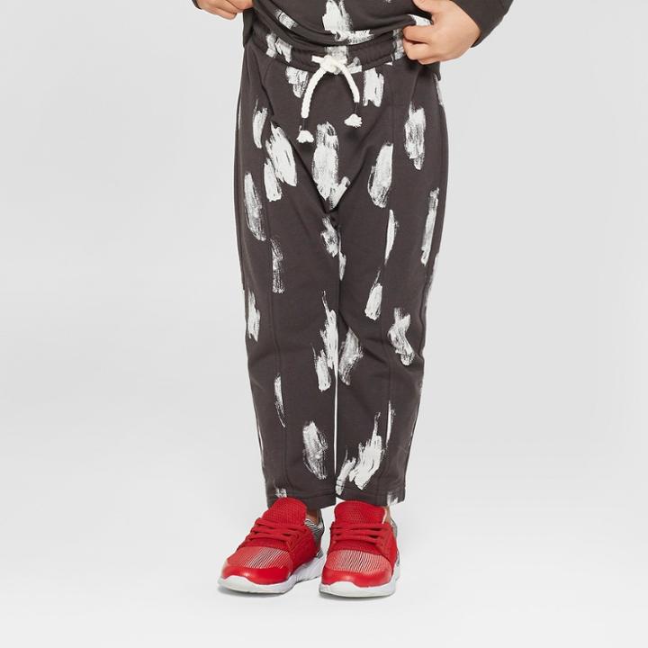 Toddler Boys' Print Jogger - Cat & Jack Black 12m, Boy's, Gray