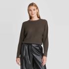 Women's Crewneck Mesh Pullover Sweater - Prologue Olive
