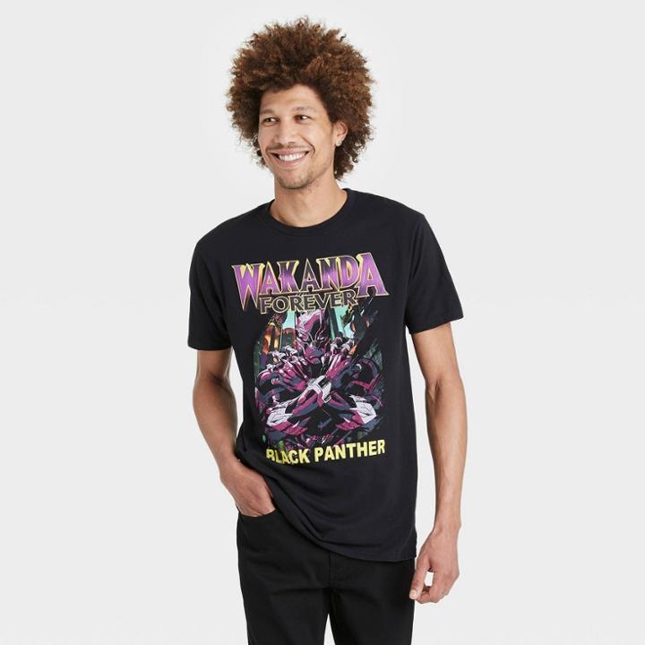 Men's Disney Wakanda Forever Short Sleeve Graphic T-shirt - Black