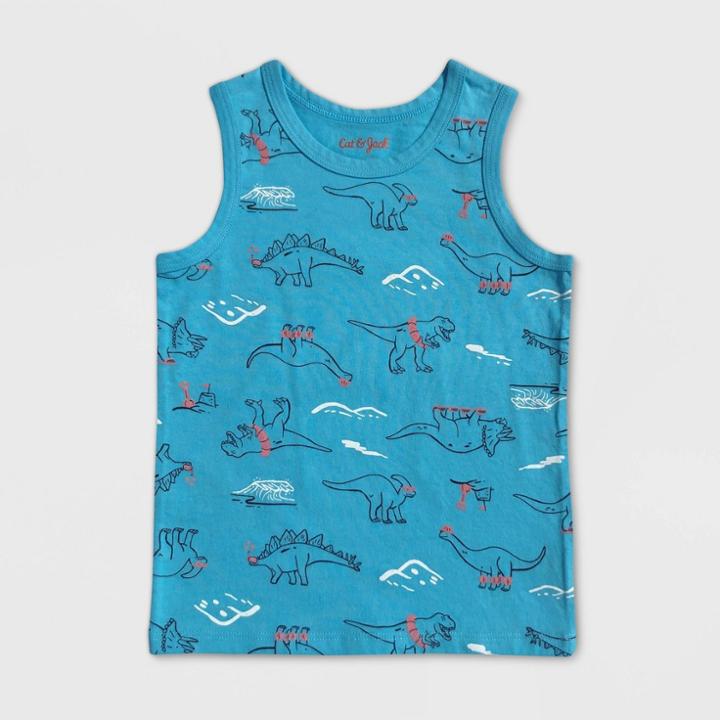 Toddler Boys' Dinosaur Tank Top - Cat & Jack Turquoise 12m, Toddler Boy's, Blue