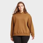 Women's Plus Size Hooded Fleece Sweatshirt - A New Day Olive Brown