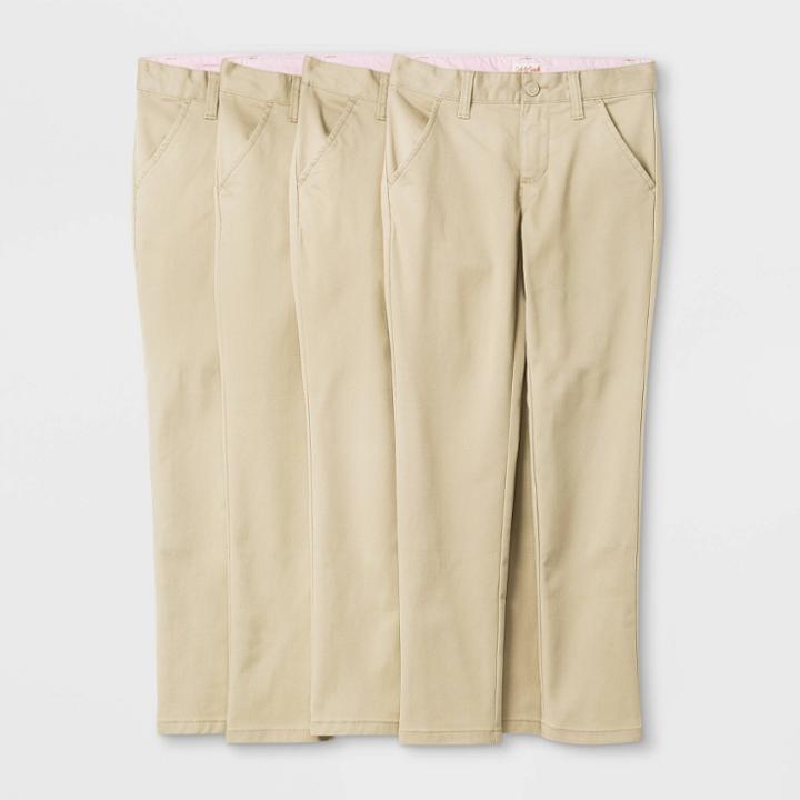 Girls' 4pk Flat Front Stretch Uniform Skinny Pants - Cat & Jack