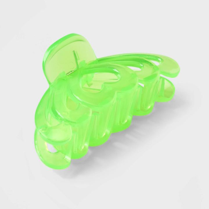 Heart Cutout Jelly Claw Hair Clip - Wild Fable Green