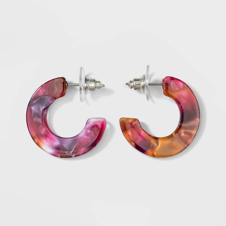 Acetate Open Hoops Earrings - A New Day Red, Women's