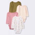 Baby Girls' 4pk Prairie Floral Long Sleeve Bodysuit - Cloud Island Pink
