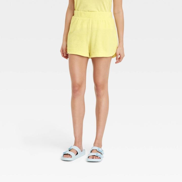 Women's Mid-rise Pull-on Shorts - A New Day Yellow