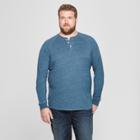 Men's Tall Regular Fit Long Sleeve Jersey Henley Shirt - Goodfellow & Co Thunderbolt Blue