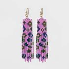 Beaded Fringe Drop Earrings - Universal Thread Purple