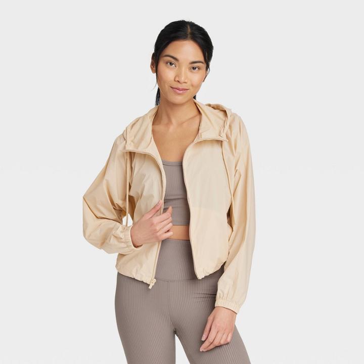 Women's Full-zip Windbreaker Jacket - All In Motion Beige