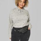Women's Plus Size Star Print Cropped Hoodie - Wild Fable Heather Gray