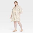 Women's Plus Size Balloon Long Sleeve Tie-front Dress - Universal Thread White Floral