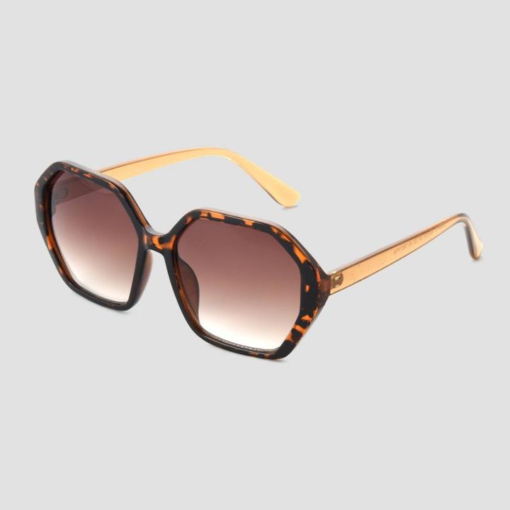 Women's Oversized Plastic Geo Sunglasses - Universal Thread Brown