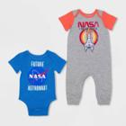 Little Rebels Baby Boys' 2pk Nasa Romper And Bodysuit - Gray Newborn, Boy's