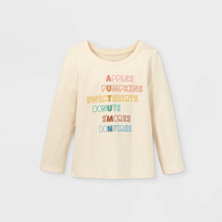 Toddler Girls' Autumn Long Sleeve Graphic T-shirt - Cat & Jack Sand