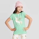 Petitegirls' Short Sleeve Unicorn Graphic T-shirt - Cat & Jack Light Green M, Girl's,