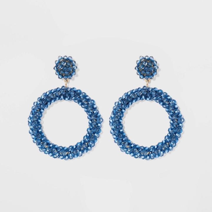 Sugarfix By Baublebar Lustrous Beaded Hoop Earrings - Blue, Women's