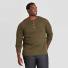 Men's Tall Standard Fit Textured Long Sleeve Henley T-shirt - Goodfellow & Co Late Night Green