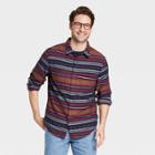Men's Striped Standard Fit Novelty Flannel Long Sleeve Collared Button-down Shirt - Goodfellow & Co Blue