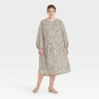 Women's Plus Size Raglan Long Sleeve High Low Dress - Who What Wear Off-white Animal Print