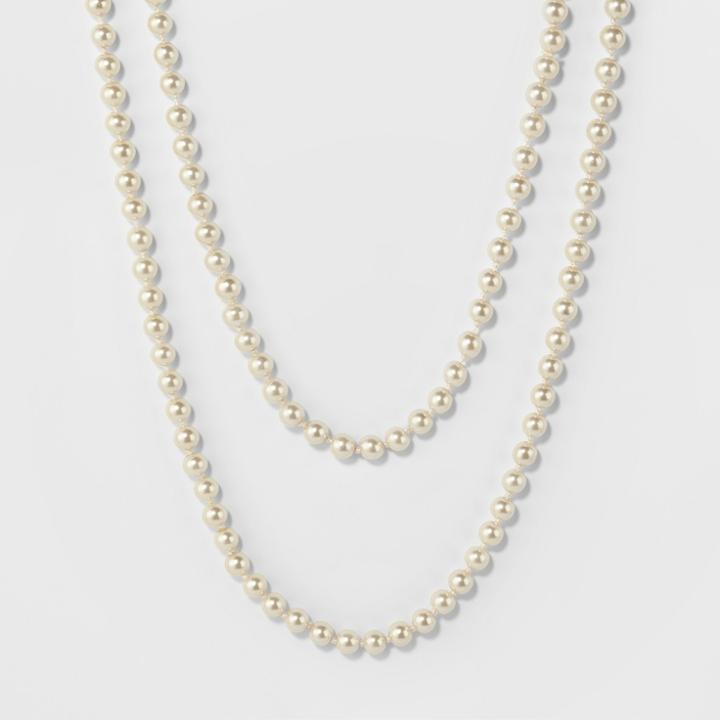 Long Faux Pearl Necklace - A New Day