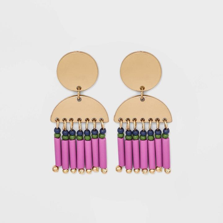 Thread Seed Bead Linear Earrings - Universal Thread Purple